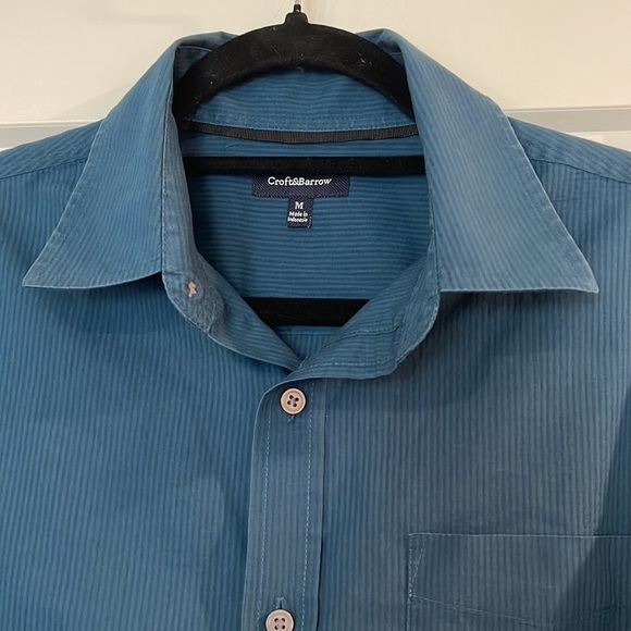 CROFT&BARROW MEN Shirts Casual Button Down Shirts Blue Pin Stripe Medium - Picture 4 of 13